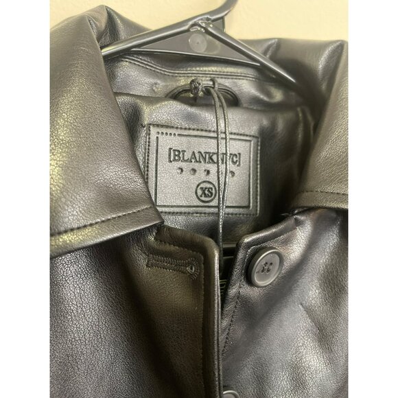 Blank NYC Black Faux Leather Car Coat Long Length Sz XS NWT - Picture 5 of 8